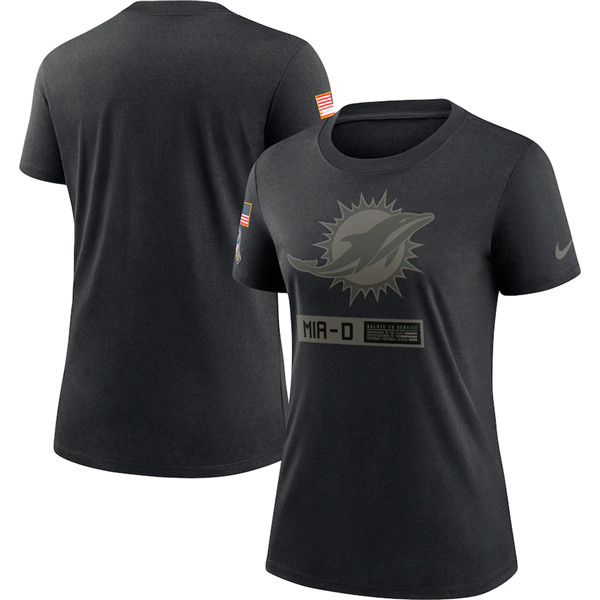 Women's Miami Dolphins Black NFL 2020 Salute To Service Performance T-Shirt (Run Small) Women's Miami Dolphins Black NFL 2020 Salute To Service Performance T-Shirt (Run Small)
